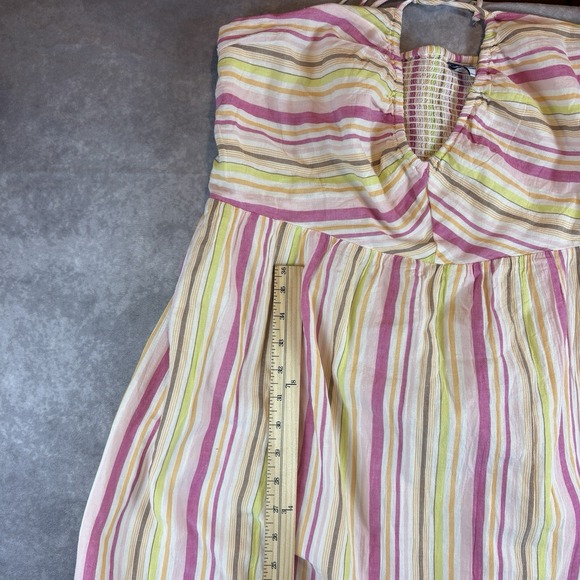 Old Navy Dress Womens XL Beige Striped O-Ring Halter Romper Pink Stripe NEW - Picture 7 of 11
